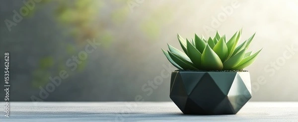 Obraz Succulent Plant in Geometric 3D Pot