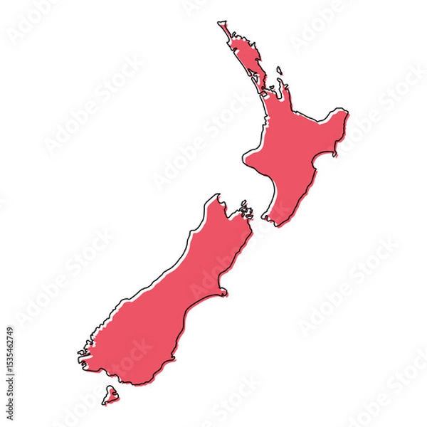 Fototapeta New zealand map symbol shape, travel web flat concept icon vector illustration .