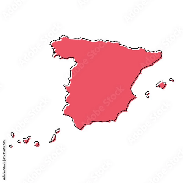 Fototapeta Spain map symbol shape, travel web flat concept icon vector illustration .
