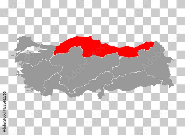 Fototapeta Black Sea Region of Turkey map symbol shape, travel web concept icon vector illustration .
