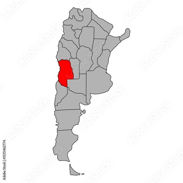Fototapeta Mendoza of Argentina map symbol shape, travel web icon vector illustration .