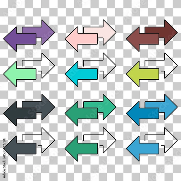 Fototapeta Set of Exchange arrow transfer icon,swap web button design, move symbol vector illustration .