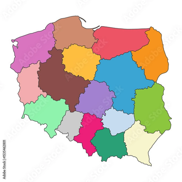 Fototapeta Poland map region shape, travel web flat concept icon vector illustration .