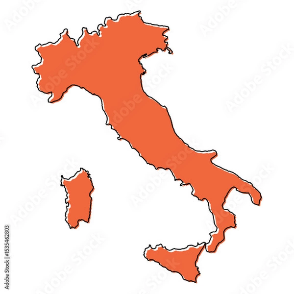 Fototapeta Italy map symbol shape, travel web flat concept icon web vector illustration .