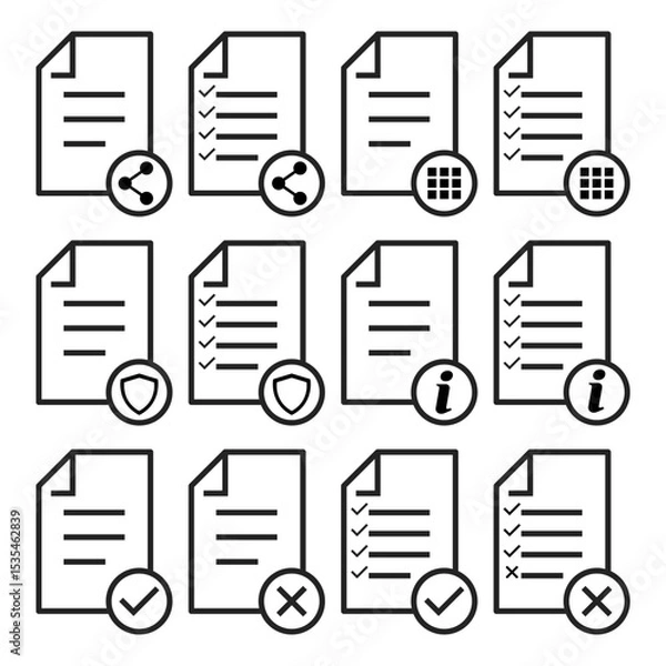 Fototapeta Set of in compliance icon sign, company passed inspection symbol, complete checkmark vector .