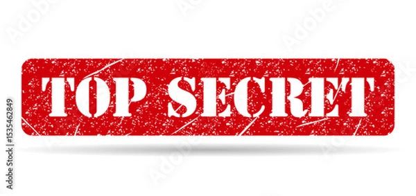 Fototapeta Top secret stamp shadow symbol, label sticker sign button, text banner vector illustration .