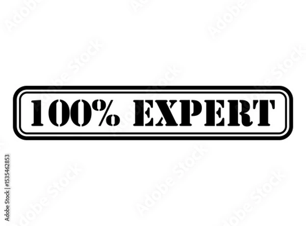 Fototapeta Expert 100% stamp symbol, label sticker sign button, text banner vector illustration .