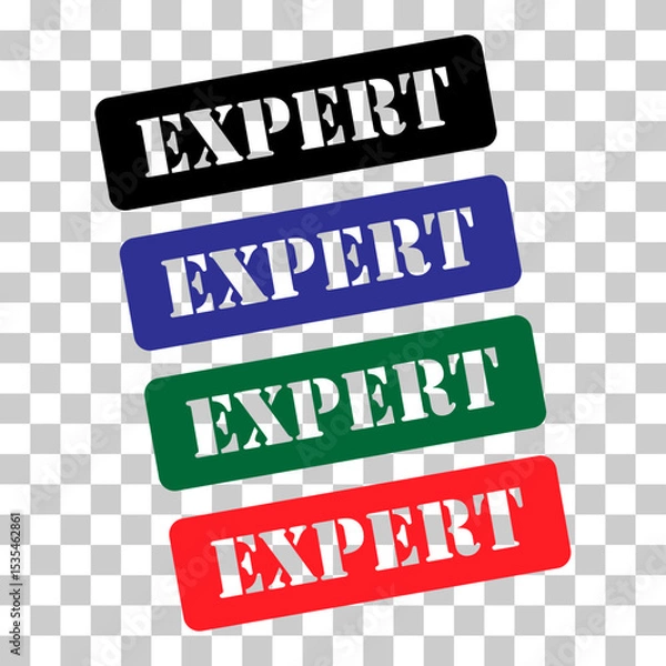 Fototapeta Set of Expert stamp symbol, label sticker sign button, text banner vector illustration .