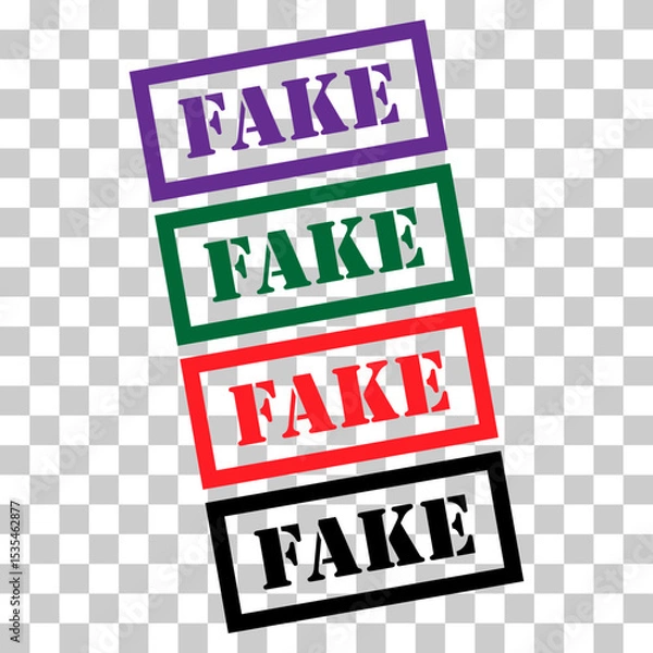 Fototapeta Set of Fake stamp symbol, label sticker sign button, text banner vector illustration .