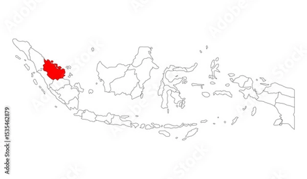 Fototapeta Indonesia detailed Riau map shape, Flat web graphic concept icon symbol vector illustration .