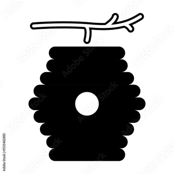 Fototapeta Hive natural icon, bee web flat habitat sign, graphic vector illustration .