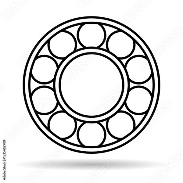 Fototapeta Bearing wheel shadow icon, rolling ball sign, flat web design vector illustration .