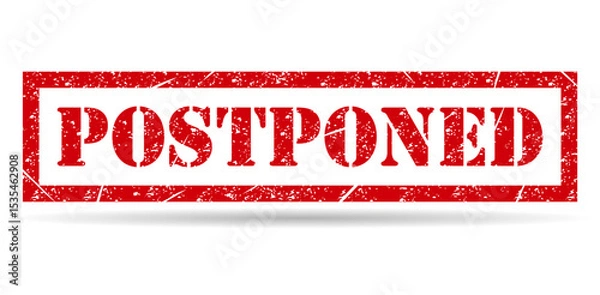 Fototapeta Postponed stamp symbol shadow, label sticker sign button, text banner vector illustration .