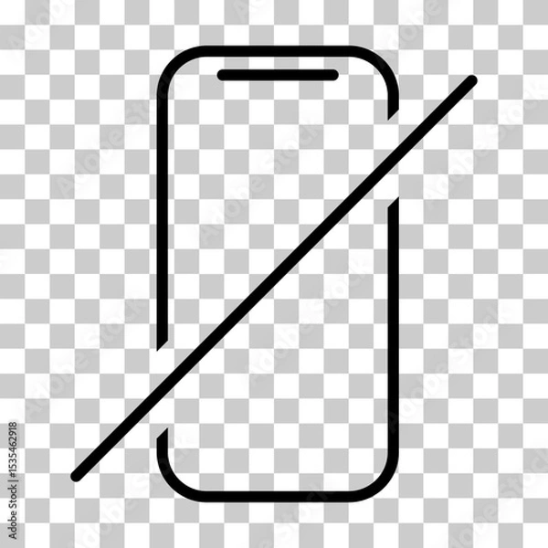 Fototapeta Mobile forbidden icon, no use phone sign, ban smartphone label vector illustration .