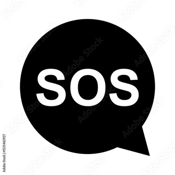 Fototapeta SOS help icon, safety support alert flat design, save vector illustration .
