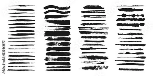 Fototapeta Beautiful Brushes vector collection. Grunge Elements - Brush strokes, ink paint brushes, grunge lines. Rectangle text box for social media and network. vector