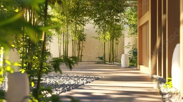Obraz Tall Bamboo Plants in 3D Zen Environment