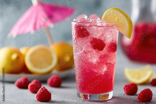 Obraz Refreshing Raspberry Lemonade with Ice