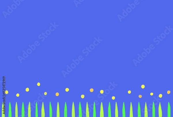 Fototapeta シンプルな蛍の舞う草むらのポストカード