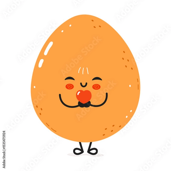 Obraz Lovable Egg character hugging red heart, expressing romantic emotions