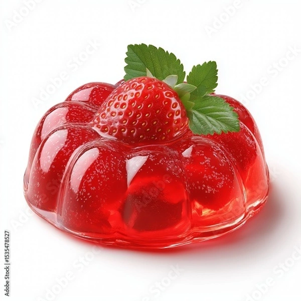 Obraz Strawberry jelly dessert isolated on white background.