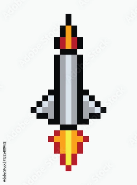 Obraz rocket pixel art icon vector illustration.