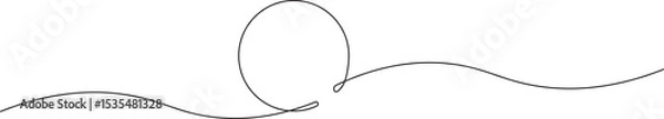 Fototapeta Round shape in continuous line art style in continuous line drawing style. Minimalist round shape sketch in black linear isolated on white background. Vector illustration