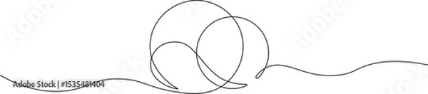 Fototapeta Round shape in continuous line art style in continuous line drawing style. Minimalist round shape sketch in black linear isolated on white background. Vector illustration