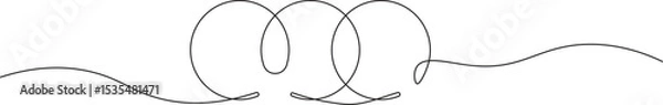 Fototapeta Round shape in continuous line art style in continuous line drawing style. Minimalist round shape sketch in black linear isolated on white background. Vector illustration