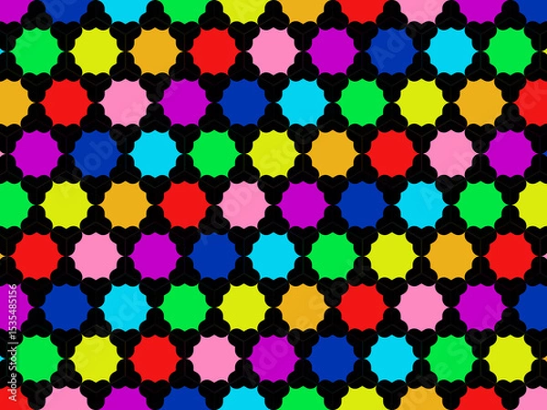 Fototapeta abstract background with hexagons. Seamless pattern with colorful hexagon shape on black background.