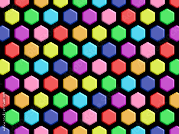 Fototapeta abstract background with hexagons. Seamless pattern with colorful hexagon shape. 3D illustration colorful background.