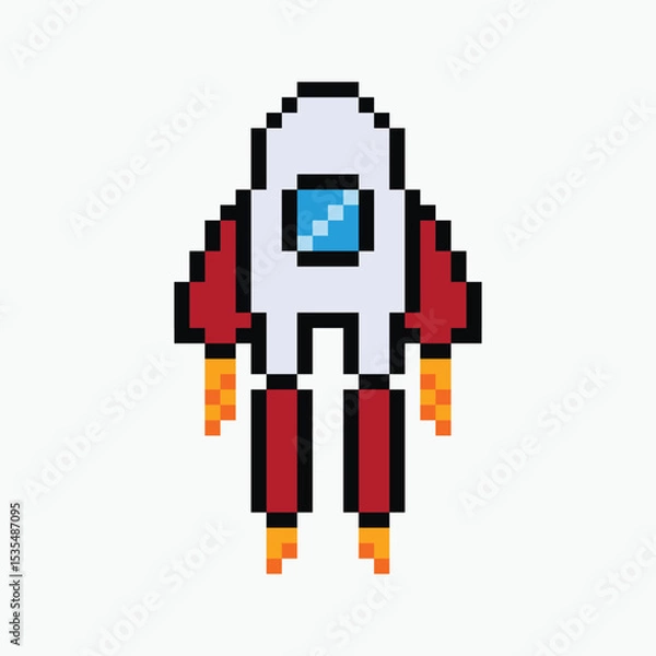 Fototapeta rocket pixel art icon vector illustration.