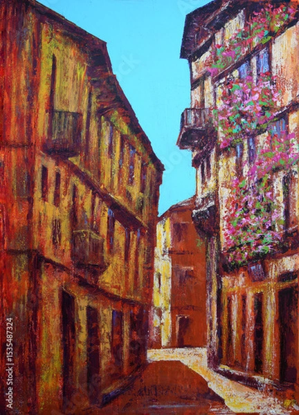 Obraz Art painting of the village of Mogarraz, a Spanish village