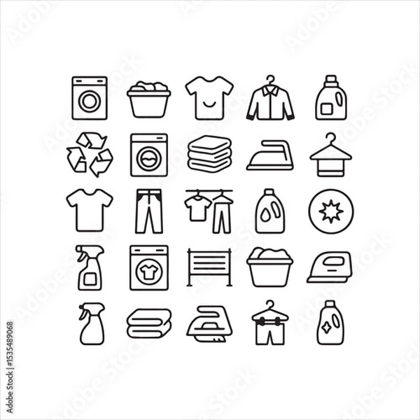 Obraz laundry and household chore icon set