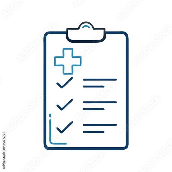 Fototapeta Medical checklist document icon, ideal for health assessments and patient management in healthcare settings
