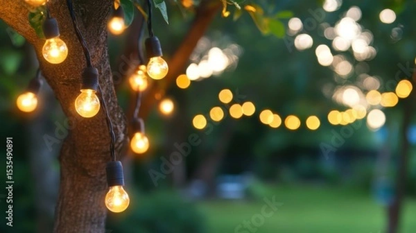 Obraz Enchanting String Lights Candles and Lamps Create a Magical Atmosphere