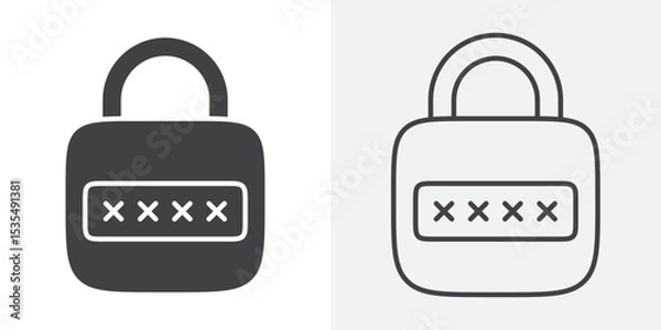 Fototapeta Password security icon Line graphics illustration