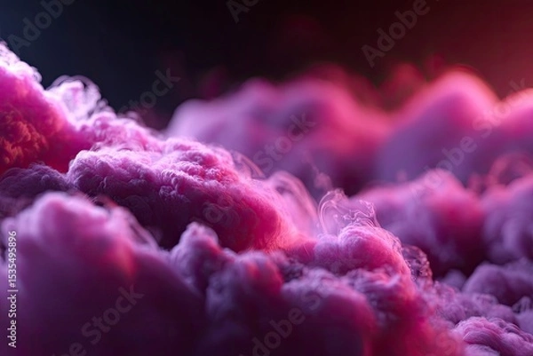 Obraz Pink and purple cloudlike swirls fill the frame with soft textures and smoky abstract forms against a dark background