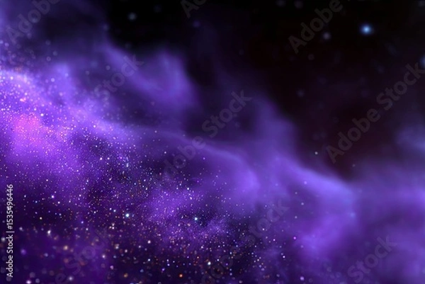 Fototapeta Purple nebula with stars and dust clouds transitioning to a dark void
