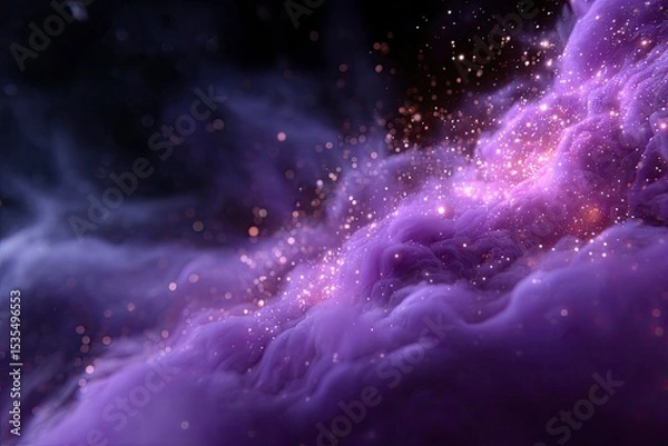 Obraz Purple nebulous cloud with bokeh lights in the sky