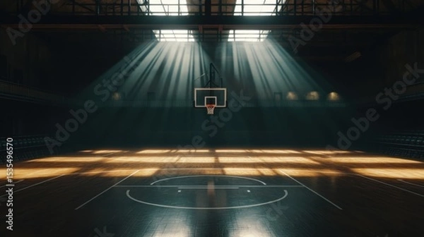 Obraz The ambiance of isolation in an empty basketball court
