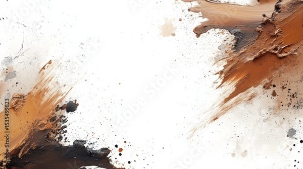 Obraz A creative asymmetrical paint splatter frame in warm earth tones, symbolizing artistic expression and abstract texture
