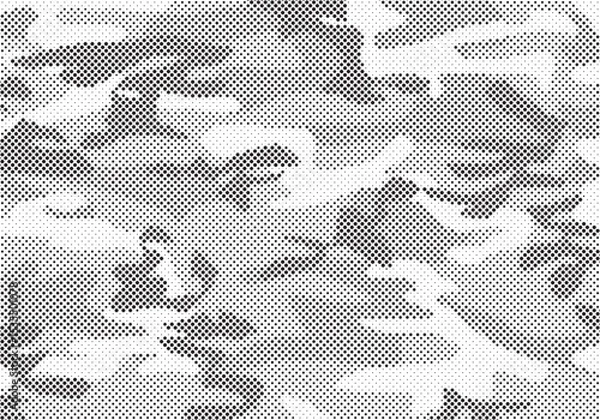 Fototapeta Abstract halftone seamless camouflage pattern. Repeating digital dotted hexagonal camo military texture background. Abstract modern fabric textile ornament. Vector illustration.