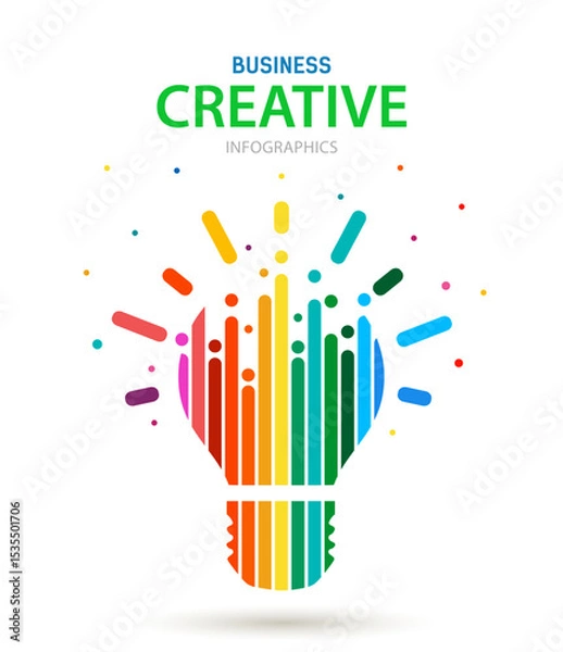 Obraz Rainbow abstract light bulb on a white background. creative