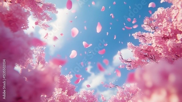 Fototapeta Blossoming Splendor: Realistic & Breathtaking Cherry Blossoms in Spring – Captivating Branches for Tourism Posters, Graphic Design & Scenic Masterpieces