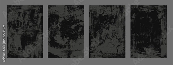 Fototapeta Rough grunge background. Black, grey dirty surface. Old wall imitation. Vector illustration. Brush strokes texture. 