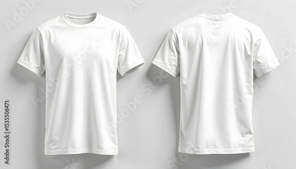Obraz Plain White T-Shirt Mockup, Front and Back View, t-shirt, mockup template
