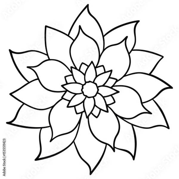 Fototapeta Delicate line art outline of a Kadam flower (or a generic monsoon-specific flower). Ideal for regional designs, floral patterns, or botanical vector illustrations celebrating monsoon.