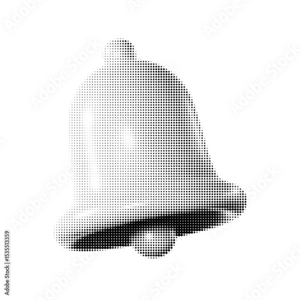Obraz Retro halftone bell vector illustration, perfect for vintage design projects. Capture attention with this classic dotted style, ideal for holiday events and notifications. High-resolution graphic