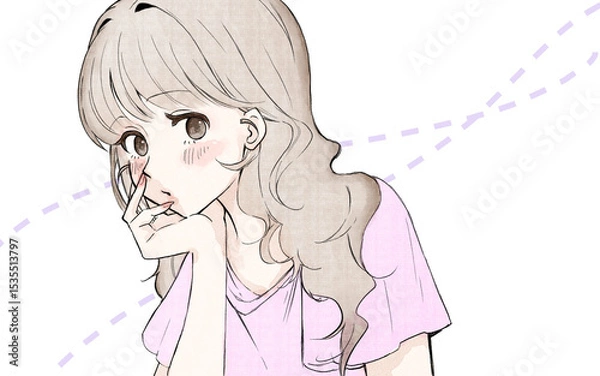 Fototapeta 巻き髪の女性